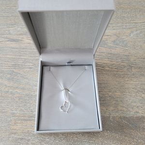 10K White Gold Heart Necklace with 3 Diamonds